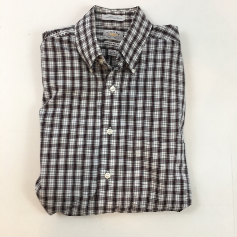 ✨5 FOR $25✨ Eagle Plaid Button Down Dress Shirt regular fit 15.5 34/35 - Picture 2 of 6